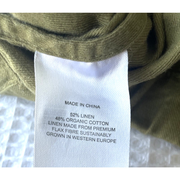Quince Shorts Size Large Organic Cotton Linen Twill Pull On Army Green Pockets - Picture 6 of 8